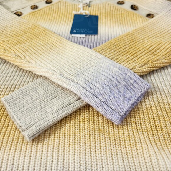 Market & Spruce Crew Neck Yellow Purple Ombre' Stripes Sweater Women's Size M - Picture 12 of 14